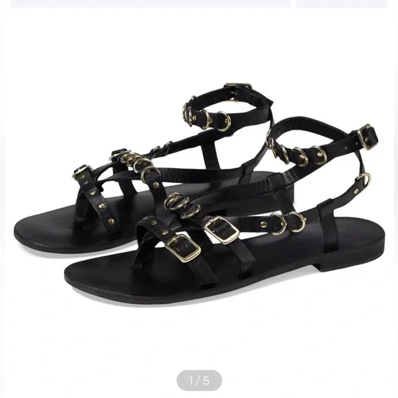Free People Midas Touch Women’s Size 8.5 Black Strappy Buckle Sandal New in box - Picture 4 of 7